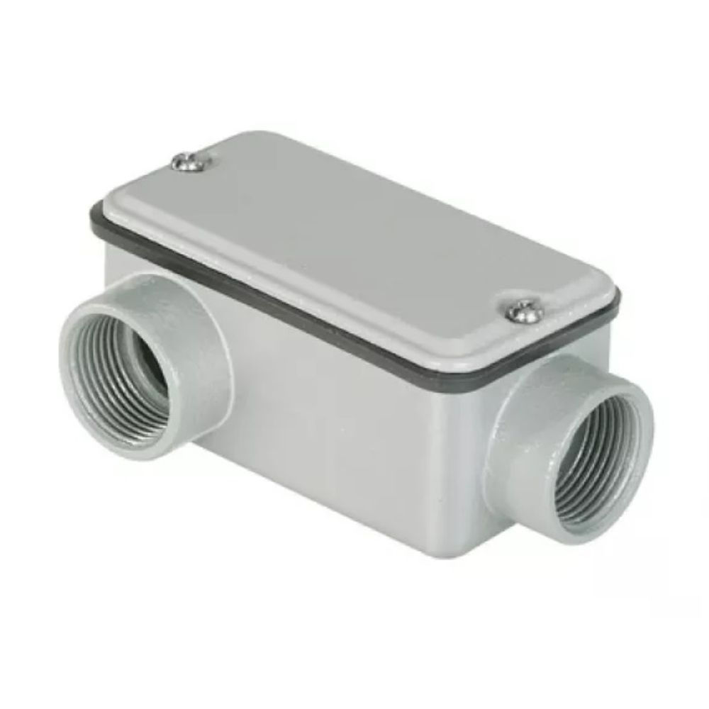 Condulete Alumínio Tipo LR 3/4" com Rosca BSP com Tampa Cega com Vedação Cinza Caixa Passagem