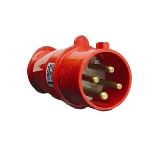 Plugue Industrial 3P+T 32A 380VCA Vermelho 6H PVC IP44