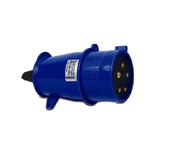 Plugue Industrial 3P+T 16A 220VCA Azul 9H PVC IP44