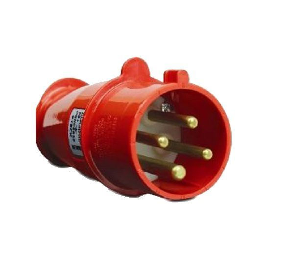 Plugue Industrial 3P+T+N 32A 380VCA Vermelho 6H IP44