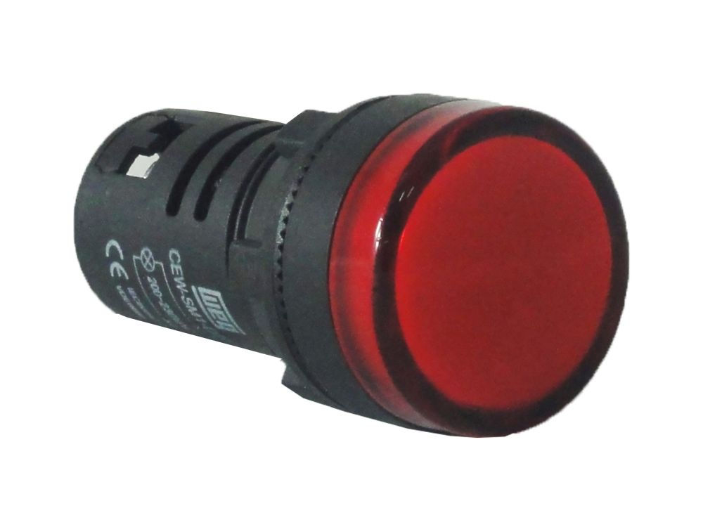 Sinaleiro PVC LED Faceado Lente Lisa 22MM Amarelo Aro pr S/elemento WEG