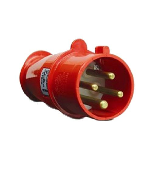 Plugue Industrial 3P+T 16A 380/440VCA Vermelho 6H PVC IP44