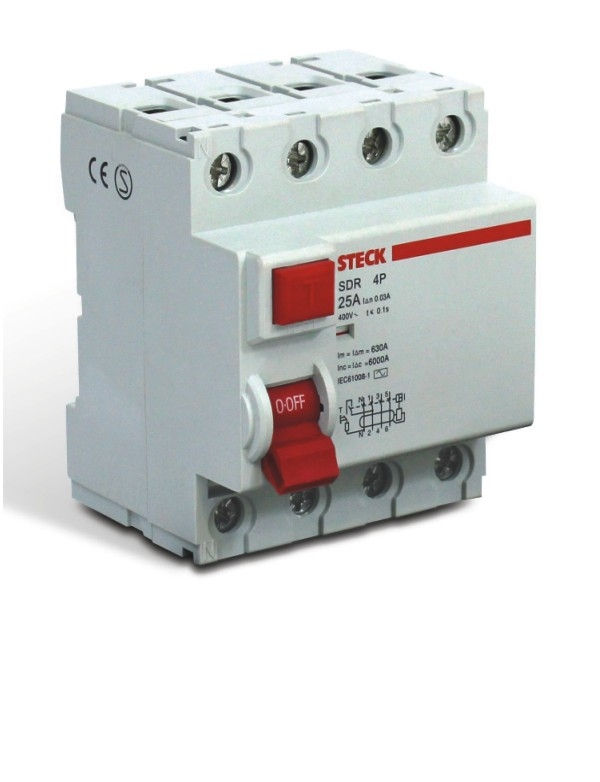 Interruptor dr Tetrapolar 6 KA 220/400VCA 80A 30 MA DIN Tipo AC Diferencial Residual