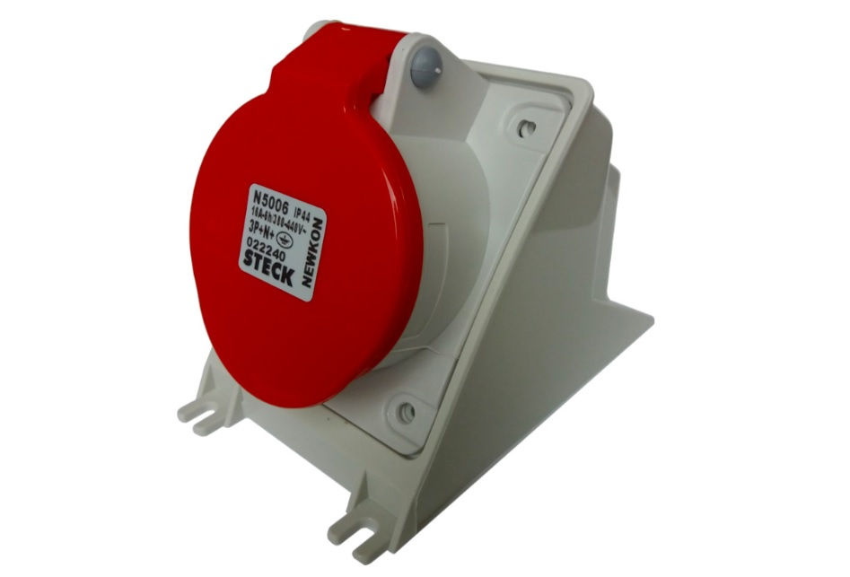 Tomada PVC 3P+T+N 6H Sobrepor Industrial 16A/380/440VCA com Tampa Vermelho