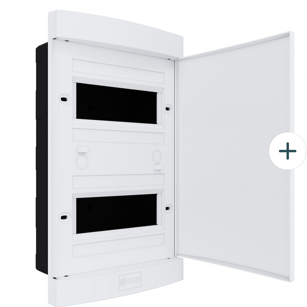 Quadro DE Distribuição PVC Embutir 16/12 Disjuntores Din/ul S/Barramento S/Geral Branco Porta Opaca Tizo