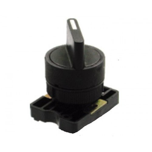 Comutador PVC Comando 22 mm Aro Preto com 3 Posições 45G com Impulso Manopla Curta Preto
