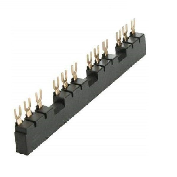 Barramento Cobre Tripolar para Disjuntor Motor MPW18/40 63A com Suporte Preto 45 mm