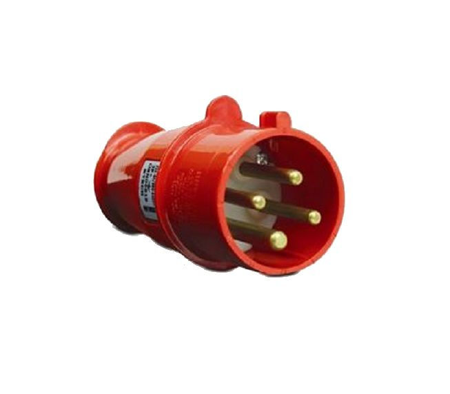 Plugue Industrial 2P+T 16A 380/440VCA Vermelho 9H PVC IP44