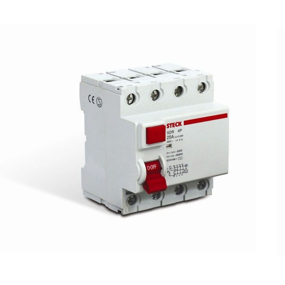 Interruptor dr Tetrapolar 6 KA 400VCA 100A 30 MA DIN Tipo AC Diferencial Residual