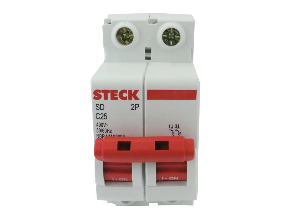 Disjuntor Termomagnético Fixo Bipolar SDD62 C 25A 5 KA/3 KA 220/380VCA DIN