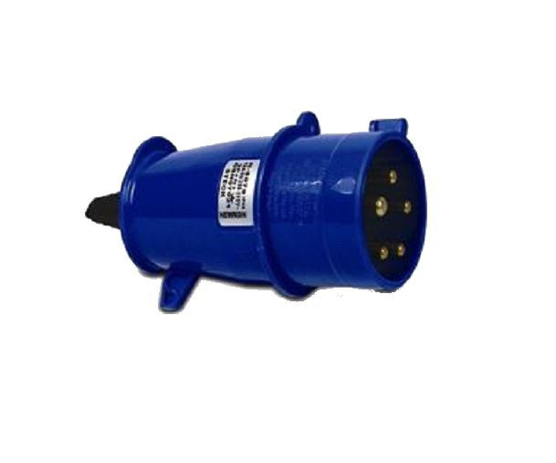 Plugue Industrial 3P+T+N 32A 220VCA Azul 9H IP44