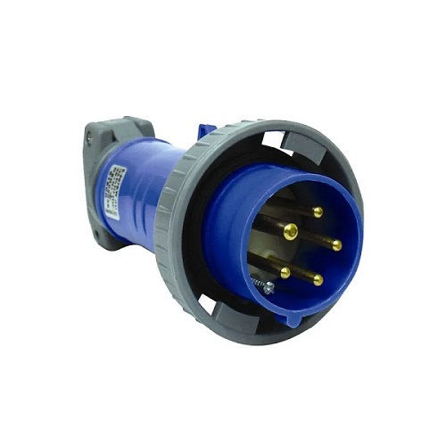 Plugue Industrial 2P+T 63A 220VCA Azul 6H PVC Shock Tite IP67