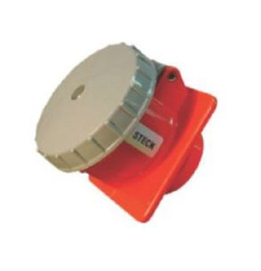 Tomada Embutir Industrial 3P+T . 32A/380V Vermelha 3H com Tampa Shock Tite PVC