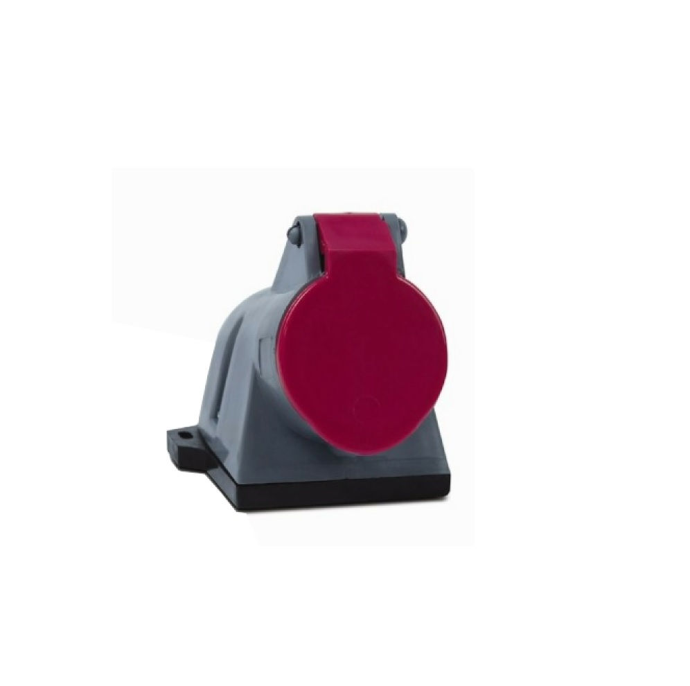 Tomada PVC 3P+T+N 6H Sobrepor Industrial 32A/380VCA com Tampa Vermelha Brasikon