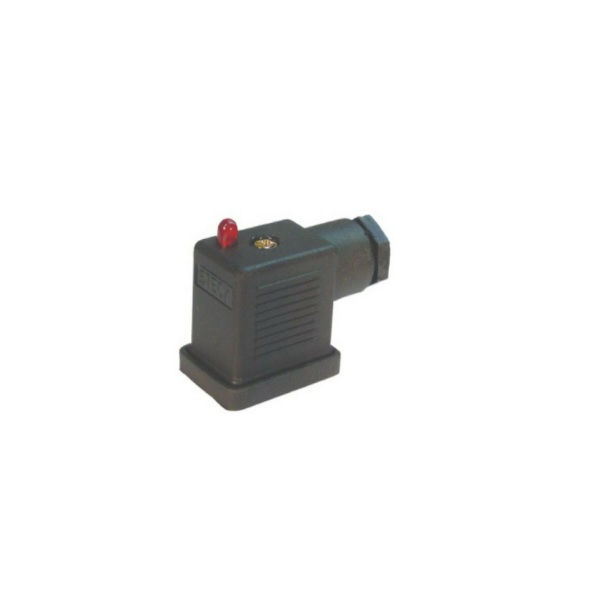 Conector Para Solenoide 2P+T 10A PVC com Supress + LED 24V IP51 Preto