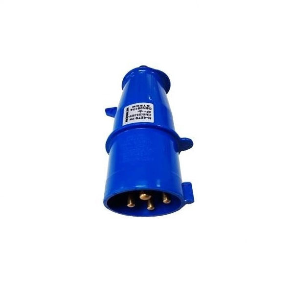Plugue Industrial 3P+T 63A 220VCA Azul 9H PVC Shock Tite