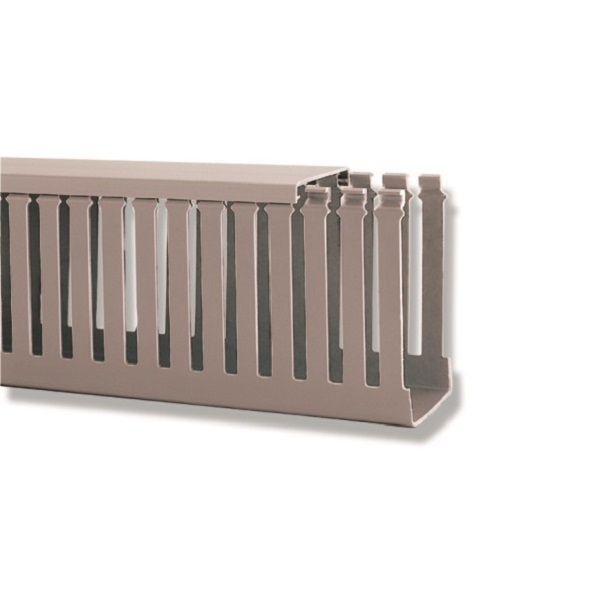 Canaleta PVC Aparente Perfurada sem Divisória 30x50x2000 mm com Tampa Cinza