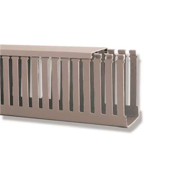 Canaleta PVC Aparente Perfurada sem Divisória 50x50x2000 mm com Tampa Cinza