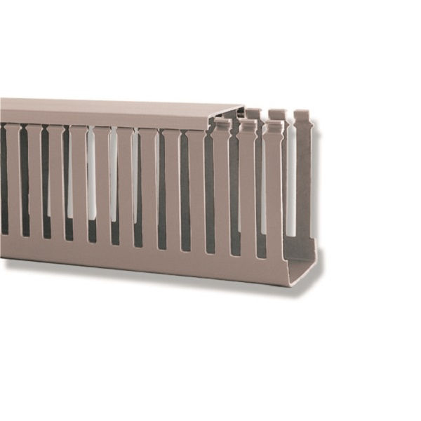 Canaleta PVC Aparente Perfurada sem Divisória 110x80x2000 mm com Tampa Cinza