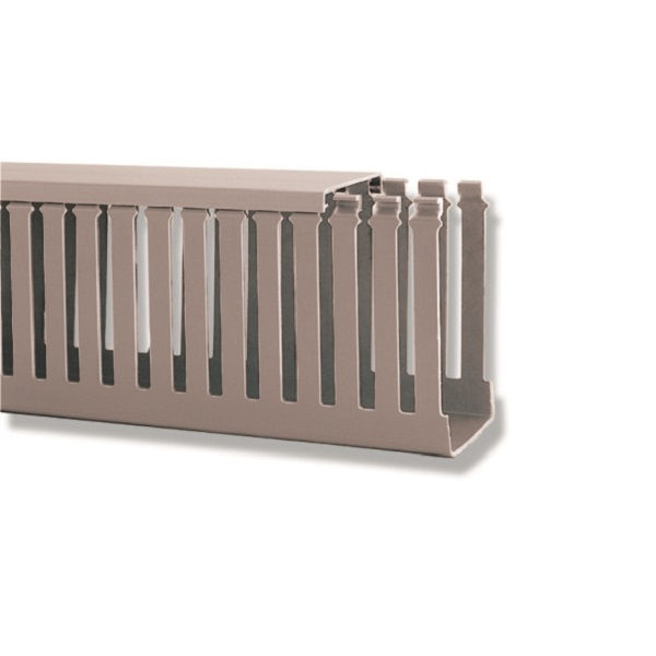 Canaleta PVC Aparente Perfurada sem Divisória 20x20x2000 mm com Tampa Cinza