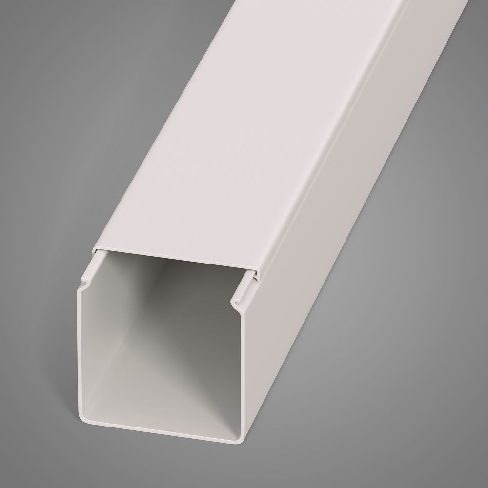 Canaleta PVC Aparente Lisa sem Divisória 80x80x2000 mm com Tampa Branca