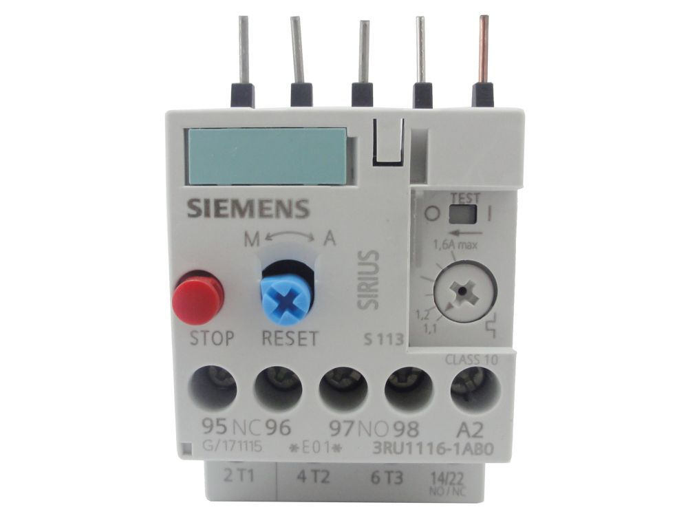 Relé Sobrecarga Relé Sobrecarga Tripolar 3RU11 1,10-1,60A 690VCA 1NA+1NF S00 50/60 Hz para Contator 3RT1015A 3RT1018