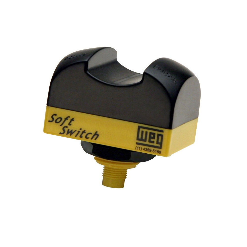 Botão Eletrônico Botão Eletrônico PVC Retangular Sobrepor 22,00 mm 24VCC 1NA+1NF Preto/Amarelo com Cabo e Prensa Cabo