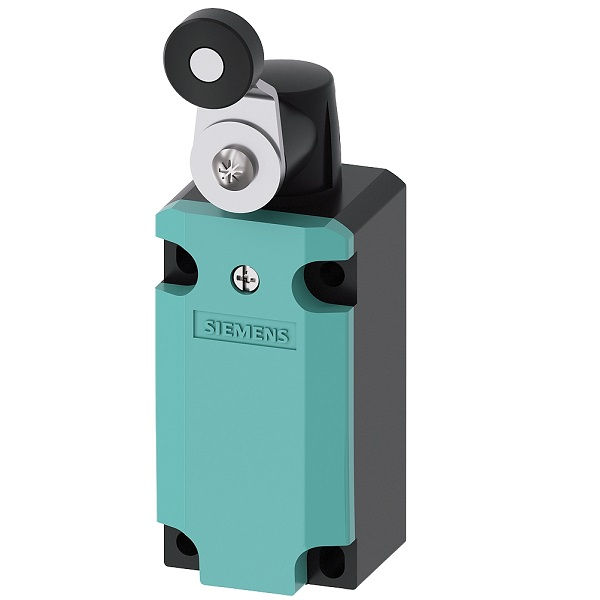 Fim de Curso Ação Rápida 3SE5112-0LH01 10A/AC15 250VCA Corpo Metálico Caixa Estreita (40 mm) Alavanca Giratória Curta com Rolete PVC Pequeno (19 mm) 1NA+2NF Ruptura Positiva IP67