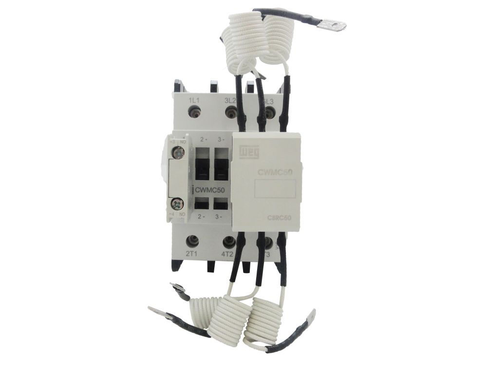 Contator Para Capacitor 50A 1NA 220VCA 60 Hz CWMC50 25/40/45 KVAR 220/380/440VCA Conexão para Parafuso
