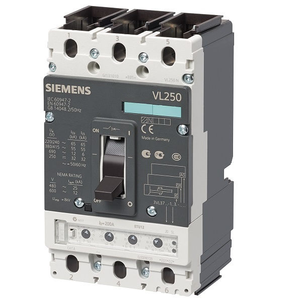 Disjuntor Termomagnético Fixo Tripolar 3VL 100A 55 KA 415V Caixa Moldada F/F