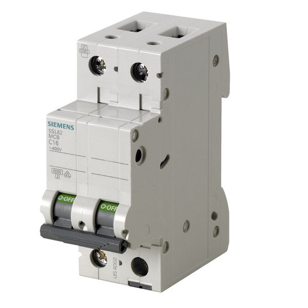 Disjuntor DIN Termomagnético Fixo Bipolar 5SL6 C 10A 6kA 220V/380V Siemens