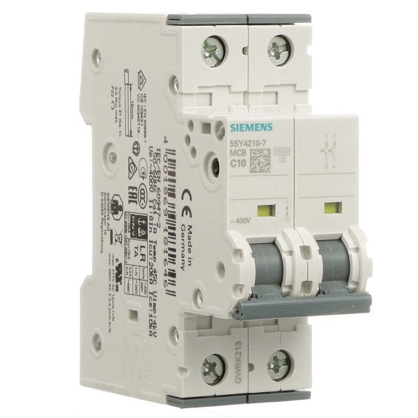 Disjuntor Termomagnético Fixo Bipolar 5SY4 C 10A 25 KA/10 KA 220/380VCA DIN
