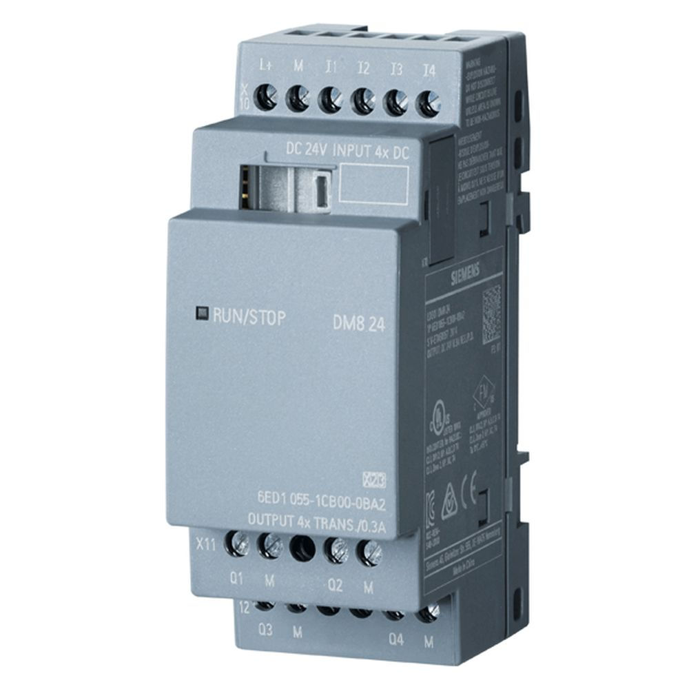 Módulo Expansão Módulo Expansão DM8 24 LOGO!8 para Logo Básico Entrada/Saída Digital E:4DI S:4DO Saída a Transistor 0,2A 24/24VCA/CC ETHERNET Industrial IP20
