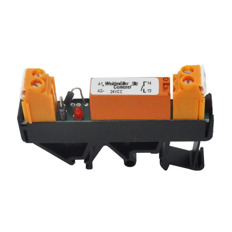 Acoplador Relé Acoplador Relé 24VCC Contato 1NA sem LED 8A 250VCA Largura 12 mm para Trilho DIN Conexão para Parafusos