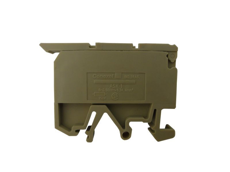 Conector Passagem SAK Poliamida ASK1 Porta Fusível 5x20 mm 4,00 mm² Preto com LED 10-60VCA/CC Conexão para Parafuso