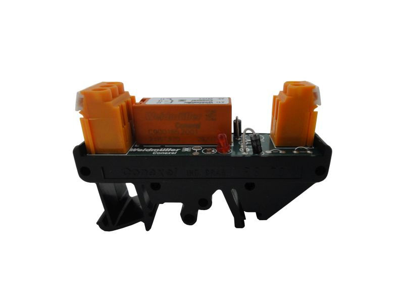 Acoplador Relé Acoplador Relé 24VCC 1 Contato Reversível (NAF) com LED Vermelho 8A Largura 20 mm para Trilho DIN Conexão para Parafusos