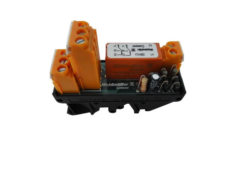 Acoplador Relé Acoplador Relé 220VCA 2 Contatos Reversíveis (NAF) com LED Vermelho 8A Largura 23 mm para Trilho DIN Conexão para Parafusos