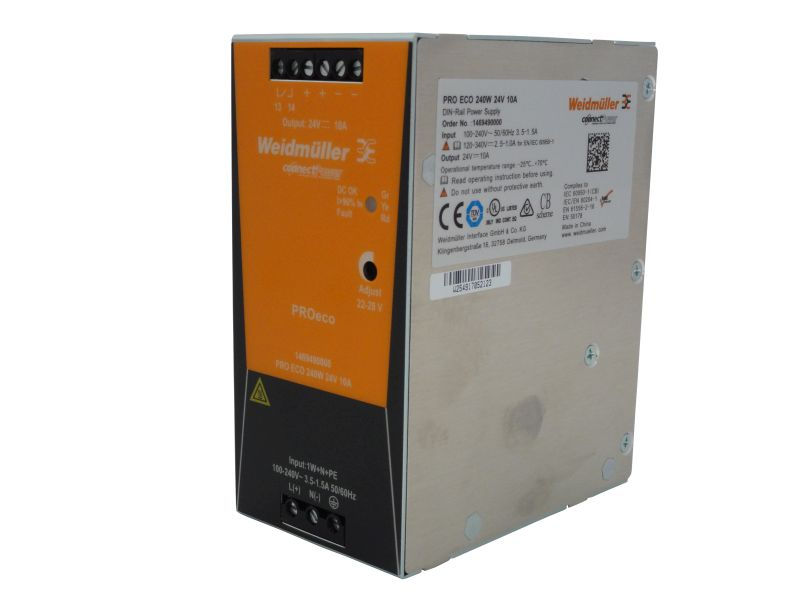 Fonte Alimentação Chaveada Monofásica 10A 240W 220VCA 24VCC para Trilho DIN Compacta