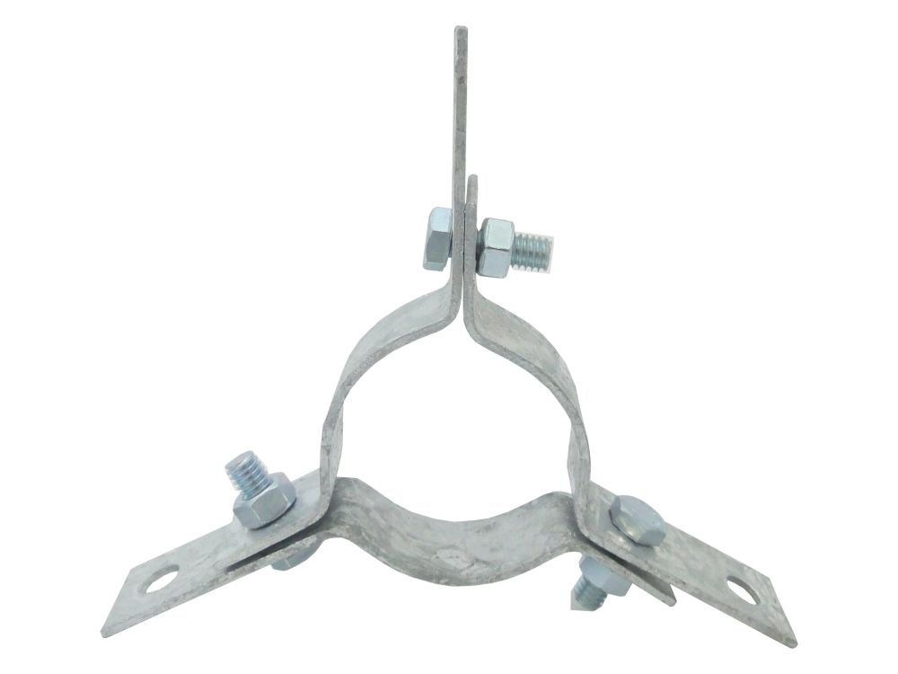 Abraçadeira Abraçadeira Galvanizada a Fogo 3 Estais para Mastro 2" com Porca e Parafuso