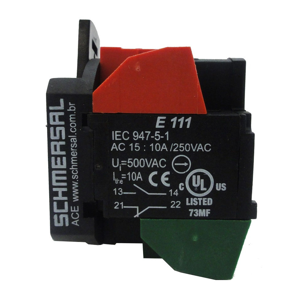 Elemento Contato 1NA+1NF para Botão Impulso E111 Conexão para Parafuso