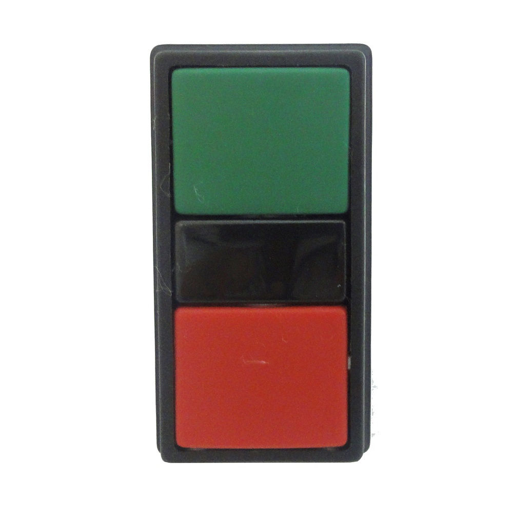 Botão Duplo PVC Faceado 22,00 mm Verde/Vermelho Aro Preto Quadrado sem Elemento Opaco
