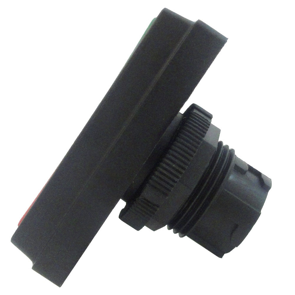 Botão Duplo PVC Faceado 22,00 mm Verde/Vermelho Aro Preto Quadrado sem Elemento Opaco