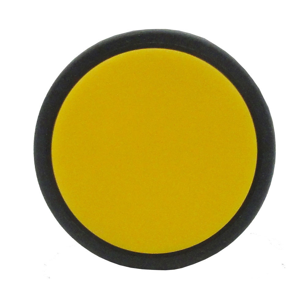 Botão Botão PVC Faceado 22,00 mm Amarelo Aro Preto sem Elemento Opaco