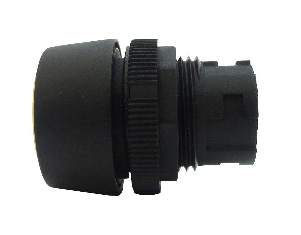 Botão Botão PVC Faceado 22,00 mm Amarelo Aro Preto sem Elemento Opaco