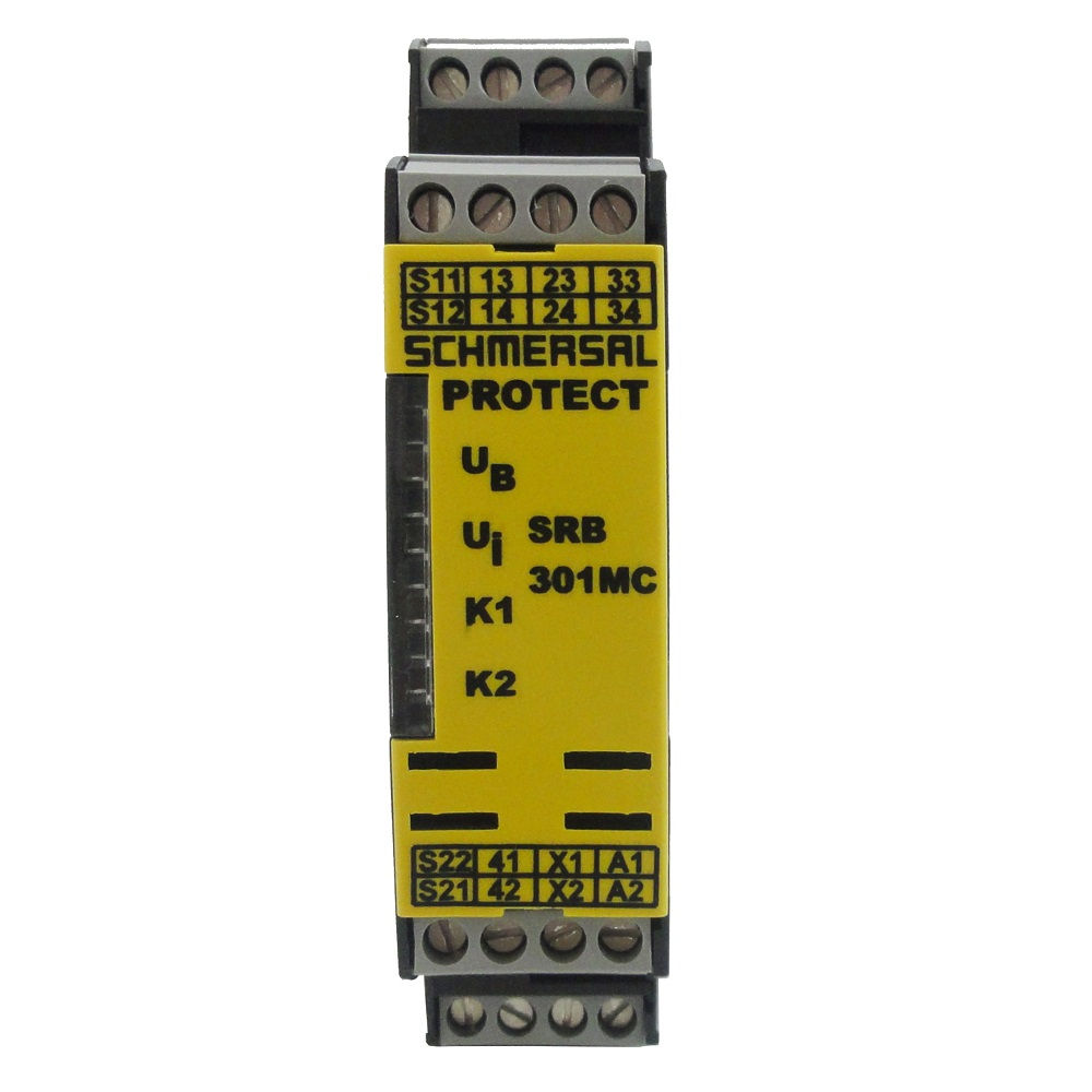 Relé Segurança Relé Segurança SRB 301-MC 24VCA/CC 3NA+1NF para Trilho DIN para Parada de Emergência /Portas/Cortinas/Barreiras Conexão para Parafusos