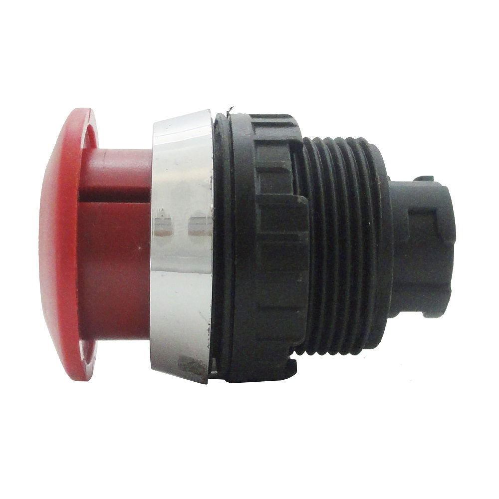 Botão Botão Emergência PVC Cogumelo 30,00 mm Vermelho Aro Cromado sem Elemento Opaco Gira Destrava 36 mm