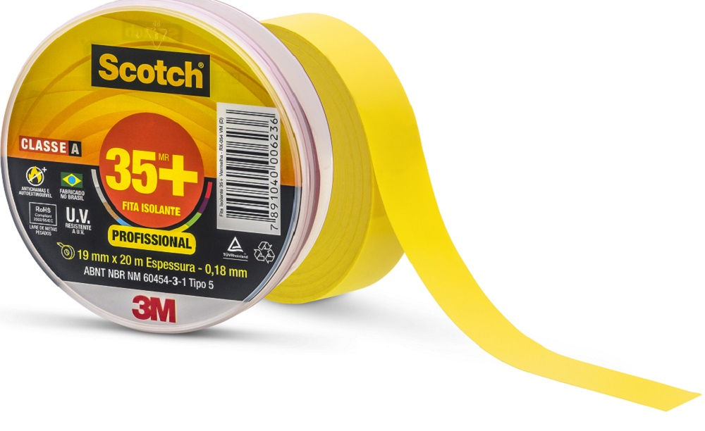 Fita PVC Isolante 750V 90G 19 mmX20 M ESP 0,18 mm 35+ Amarela