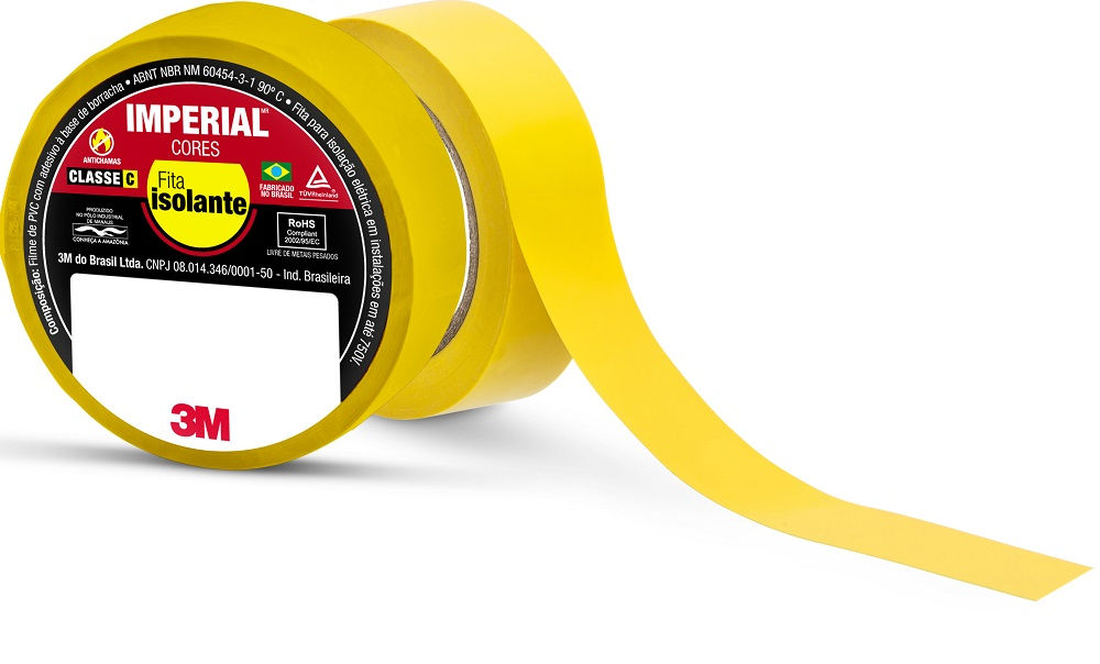 Fita PVC Isolante 750V 90G 18 mmX10 M ESP 0,13 mm Imperial Cores Amarela Classe C MR 1500