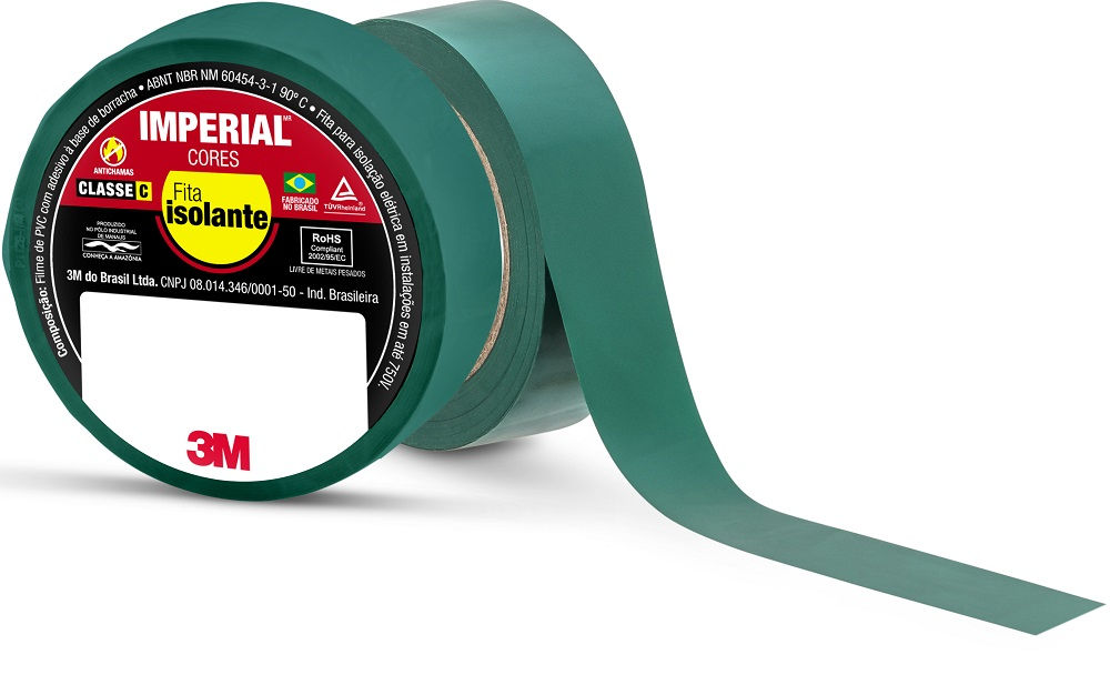 Fita PVC Isolante 750V 90G 18 mmX20 M ESP 0,13 mm Imperial Cores Verde Classe C MR 1500