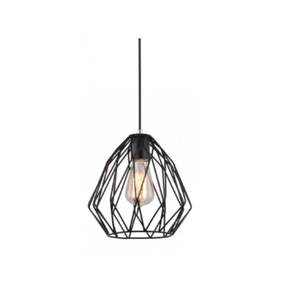 Pendente Redondo Com Soquete E27 1X40W Aço Preto Crista Com Cabo 1M